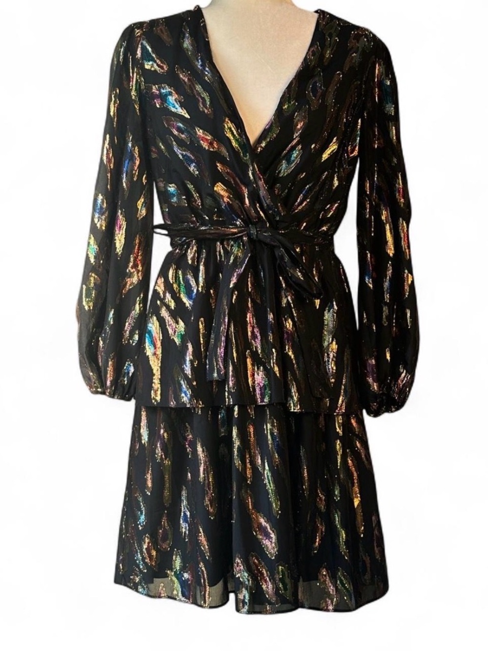 Julia Jordan Black Metallic Pattern Dress Size 8